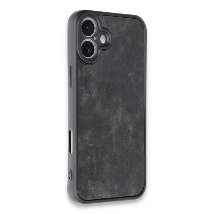 Newface Apple iPhone 16 Plus Kılıf Aras Deri Kapak - Siyah