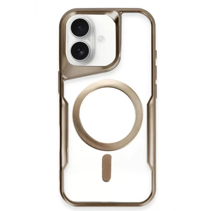 Newface Apple iPhone 16 Plus Kılıf Boyi Magsafe Silikon Kapak - Kahverengi