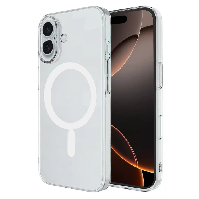 Newface Apple iPhone 16 Plus Kılıf Magneticsafe Şeffaf Silikon - Şeffaf