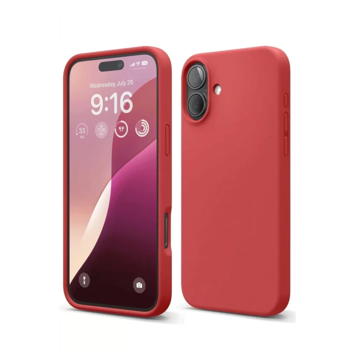 Newface Apple iPhone 16 Plus Kılıf Nano içi Kadife Silikon - Kırmızı