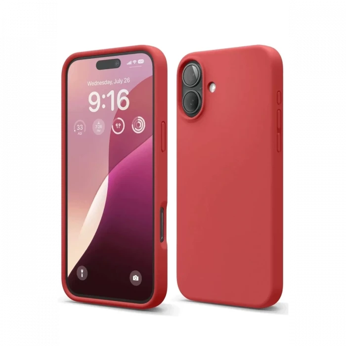 Newface Apple iPhone 16 Plus Kılıf Nano içi Kadife Silikon - Kırmızı