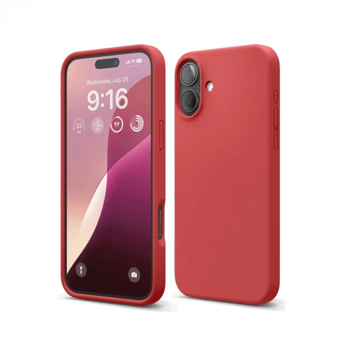 Newface Apple iPhone 16 Plus Kılıf Nano içi Kadife Silikon - Kırmızı