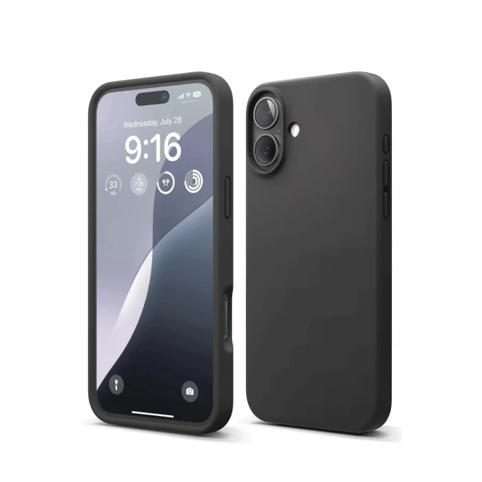 Newface Apple iPhone 16 Plus Kılıf Nano içi Kadife Silikon - Siyah