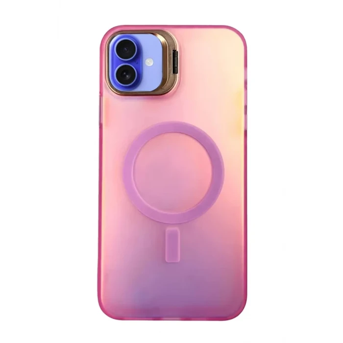 Newface Apple iPhone 16 Plus Kılıf Primera Magsafe Standlı Kapak - Pembe
