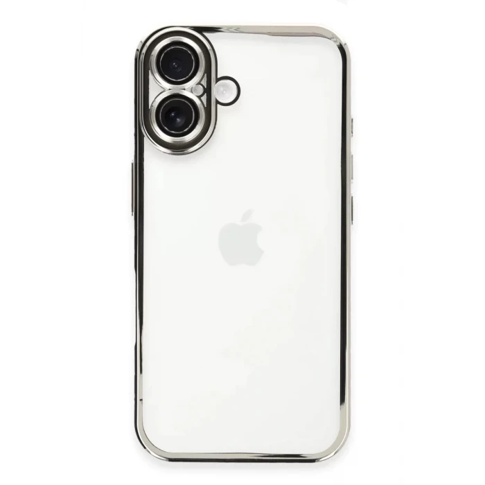 Newface Apple iPhone 16 Plus Kılıf Razer Lensli Silikon - Gümüş