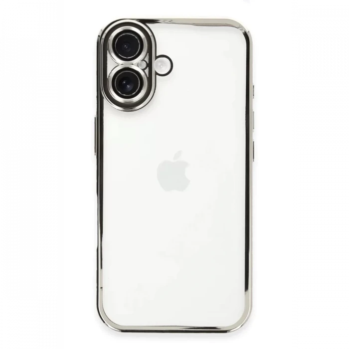 Newface Apple iPhone 16 Plus Kılıf Razer Lensli Silikon - Gümüş