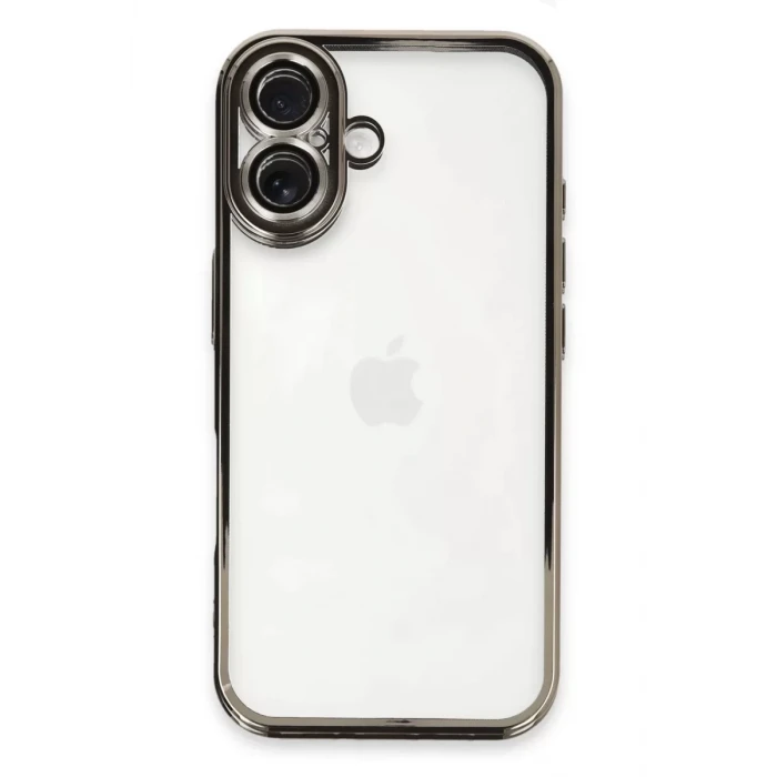 Newface Apple iPhone 16 Plus Kılıf Razer Lensli Silikon - Titanyum Gri