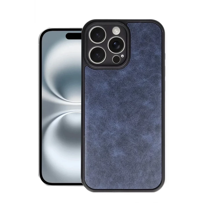 Newface Apple iPhone 16 Pro Kılıf Aras Deri Kapak - Lacivert