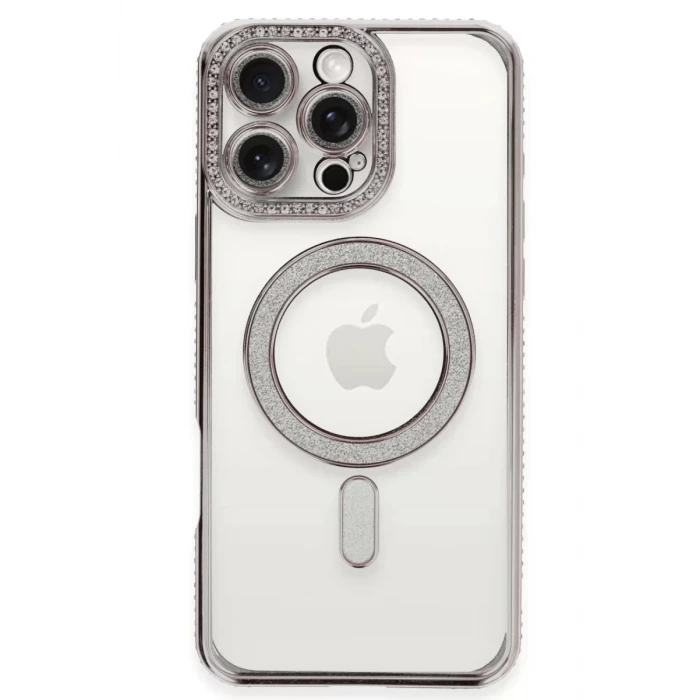Newface Apple iPhone 16 Pro Kılıf Joke Simli Magneticsafe Kılıf - Pembe
