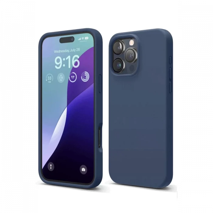 Newface Apple iPhone 16 Pro Kılıf Nano içi Kadife Silikon - Lacivert
