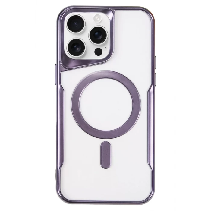 Newface Apple iPhone 16 Pro Max Kılıf Boyi Magsafe Silikon Kapak - Derin Mor