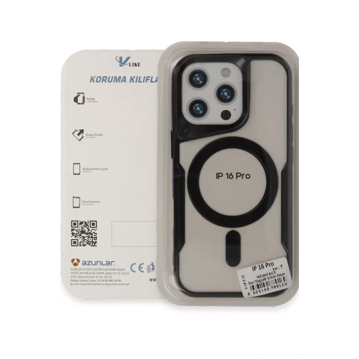Newface Apple iPhone 16 Pro Max Kılıf Boyi Magsafe Silikon Kapak - Siyah