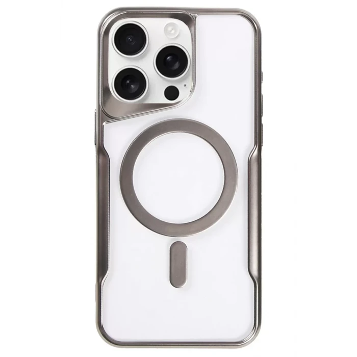 Newface Apple iPhone 16 Pro Max Kılıf Boyi Magsafe Silikon Kapak - Titan Gri