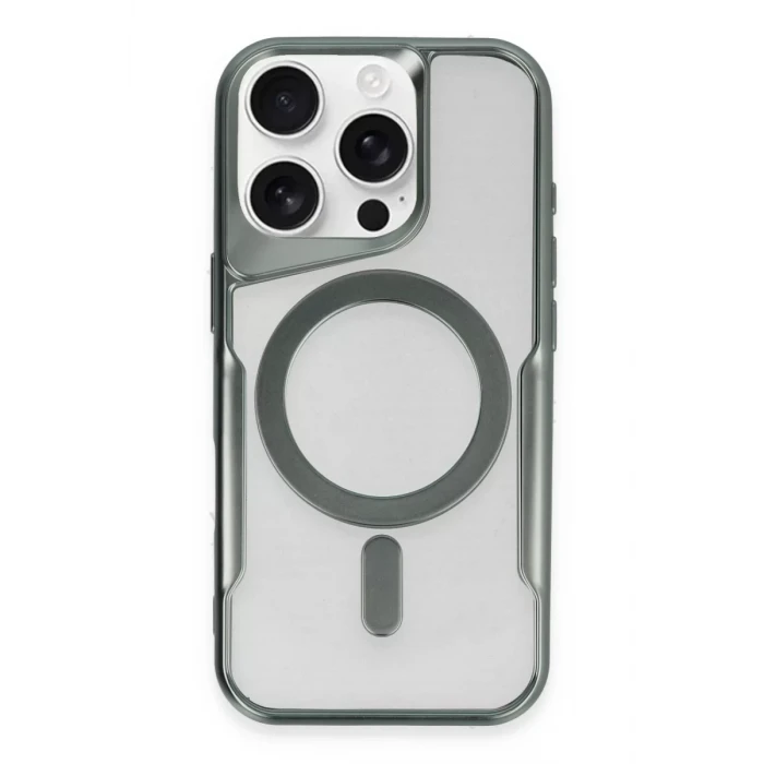 Newface Apple iPhone 16 Pro Max Kılıf Boyi Magsafe Silikon Kapak - Yeşil