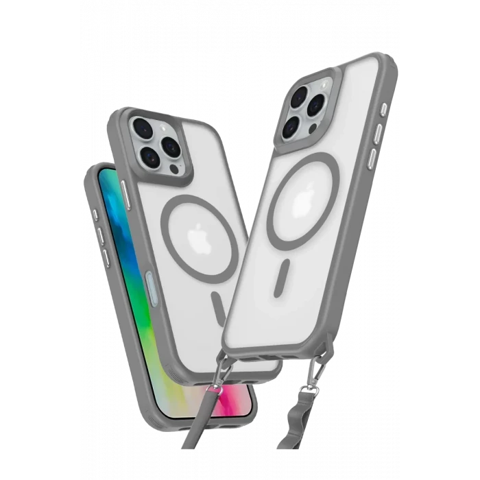 Newface Apple iPhone 16 Pro Max Kılıf Enka Magsafe Silikon Kılıf - Titan Gri