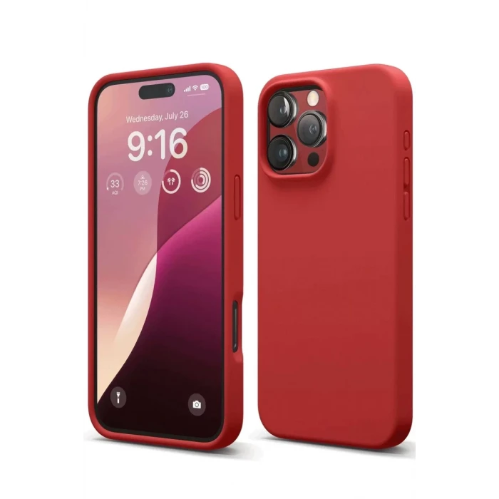 Newface Apple iPhone 16 Pro Max Kılıf First Silikon - Kırmızı