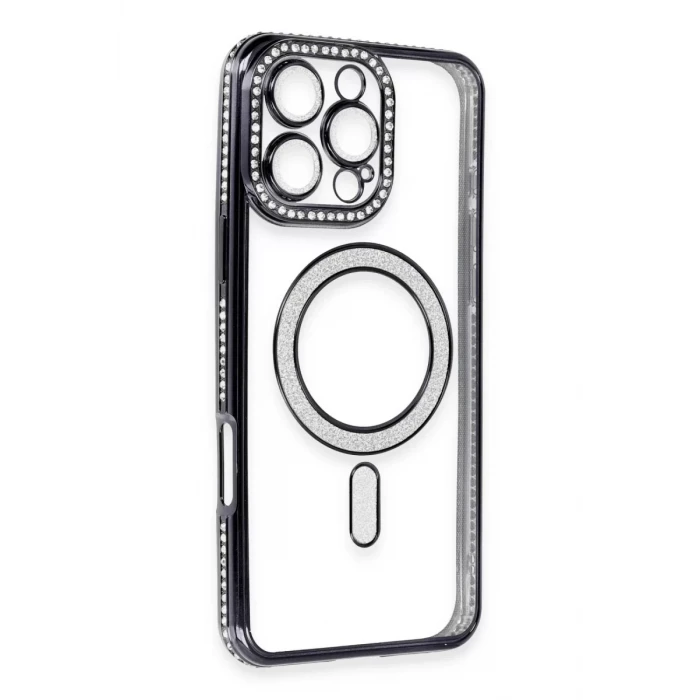 Newface Apple iPhone 16 Pro Max Kılıf Joke Simli Magneticsafe Kılıf - Gri