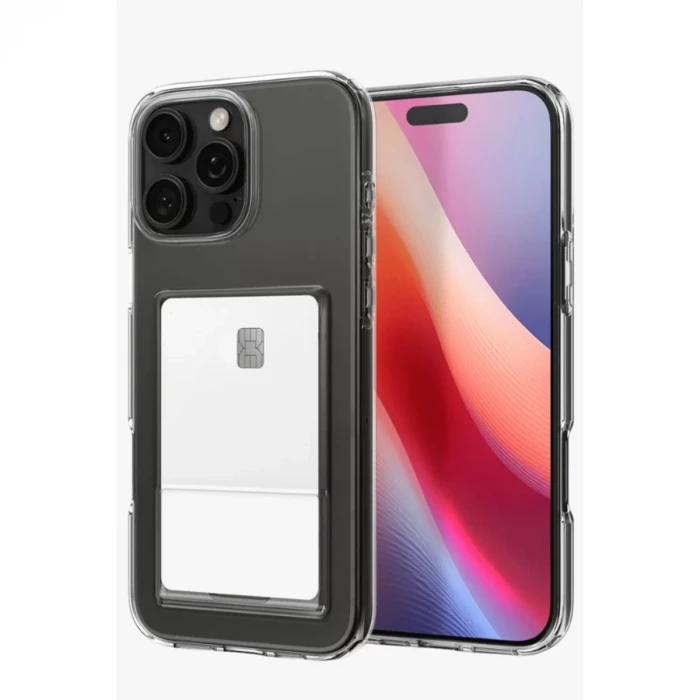 Newface Apple iPhone 16 Pro Max Kılıf Kart Şeffaf Silikon - Şeffaf