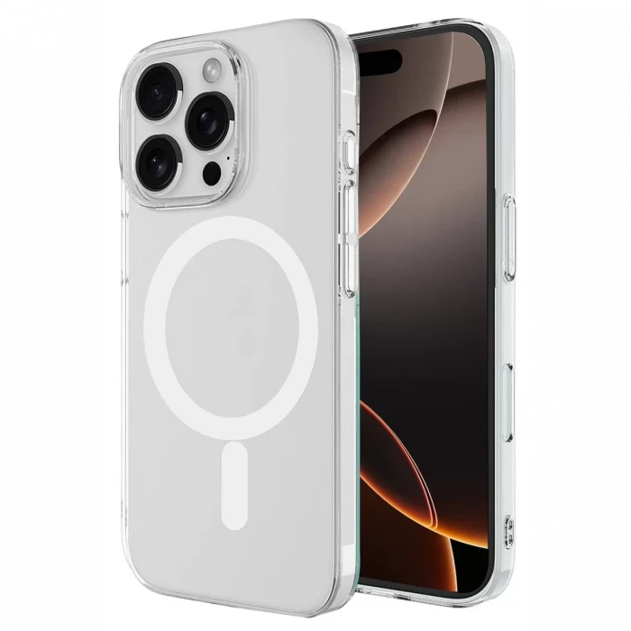 Newface Apple iPhone 16 Pro Max Kılıf Magneticsafe Şeffaf Silikon - Şeffaf