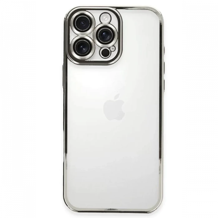 Newface Apple iPhone 16 Pro Max Kılıf Razer Lensli Silikon - Gümüş