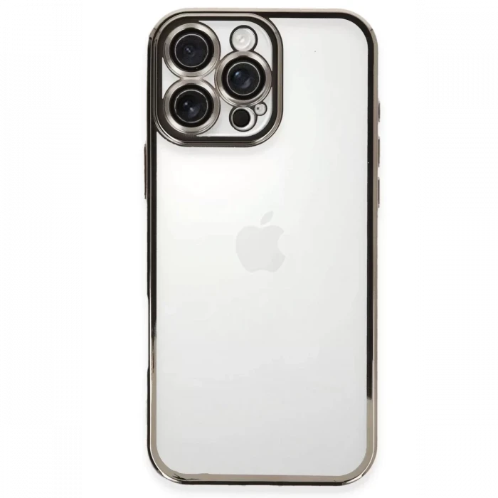 Newface Apple iPhone 16 Pro Max Kılıf Razer Lensli Silikon - Titanyum Gri