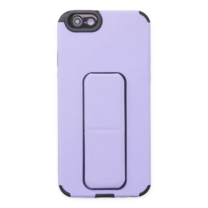 Newface Apple iPhone 6 Kılıf Mega Standlı Silikon - Lila