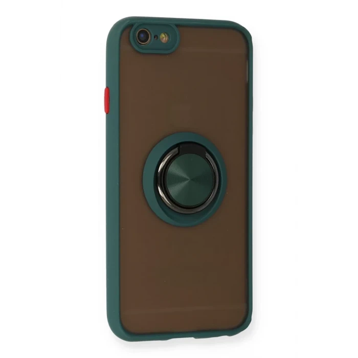 Newface Apple iPhone 6 Kılıf Montreal Yüzüklü Silikon Kapak - Yeşil