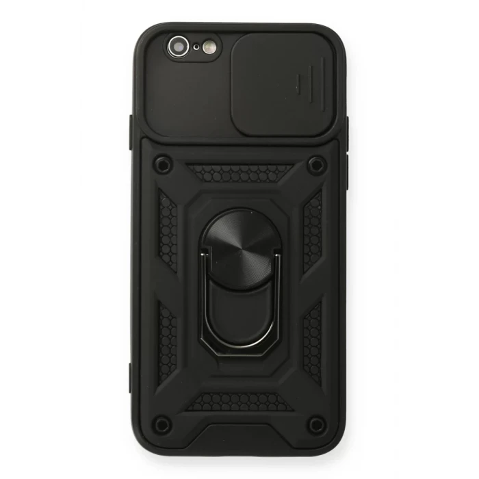 Newface Apple iPhone 6 Kılıf Pars Lens Yüzüklü Silikon - Siyah