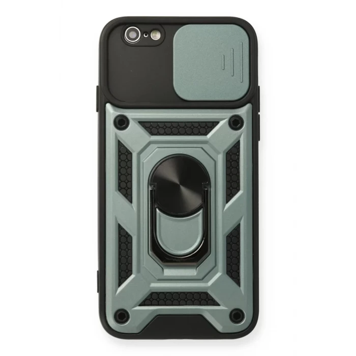 Newface Apple iPhone 6 Kılıf Pars Lens Yüzüklü Silikon - Yeşil