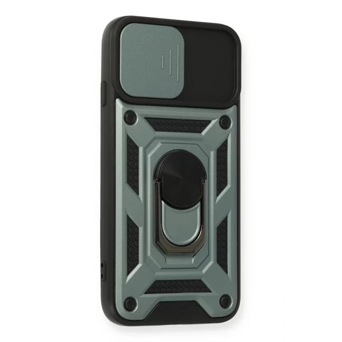 Newface Apple iPhone 6 Kılıf Pars Lens Yüzüklü Silikon - Yeşil