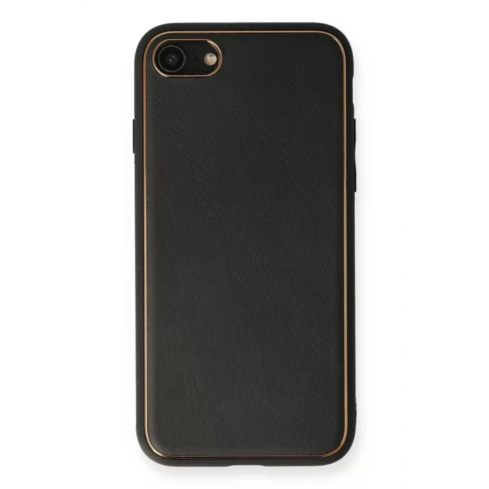 Newface Apple iPhone 7 Kılıf Coco Deri Silikon Kapak - Siyah