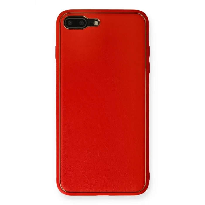 Newface Apple iPhone 7 Plus Kılıf Coco Deri Silikon Kapak - Kırmızı