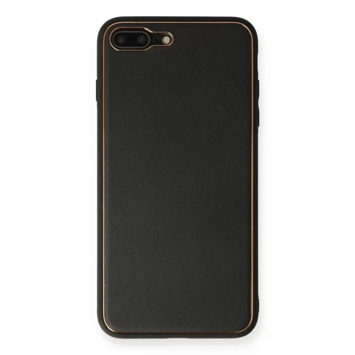 Newface Apple iPhone 7 Plus Kılıf Coco Deri Silikon Kapak - Siyah