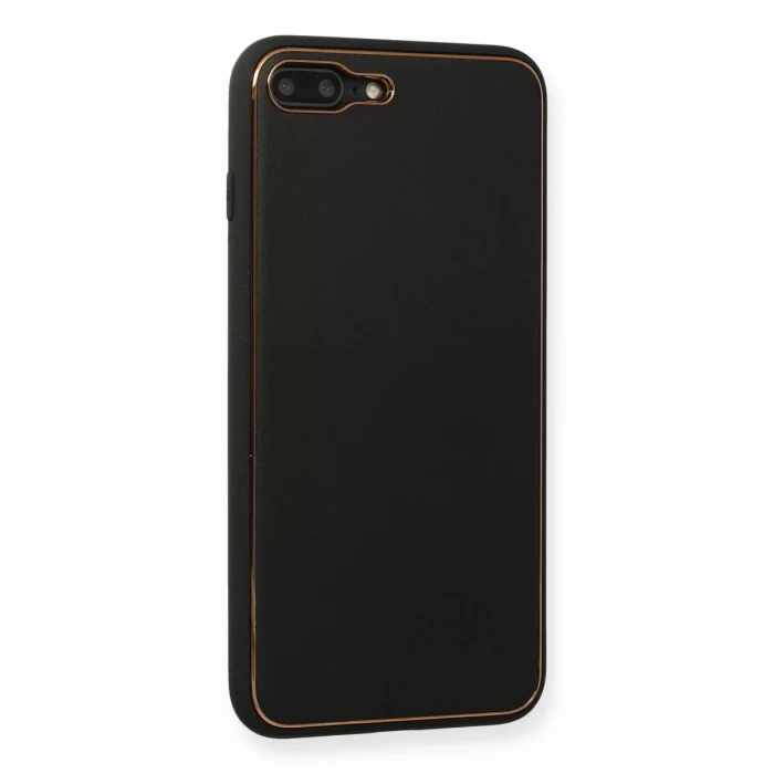 Newface Apple iPhone 7 Plus Kılıf Coco Deri Silikon Kapak - Siyah