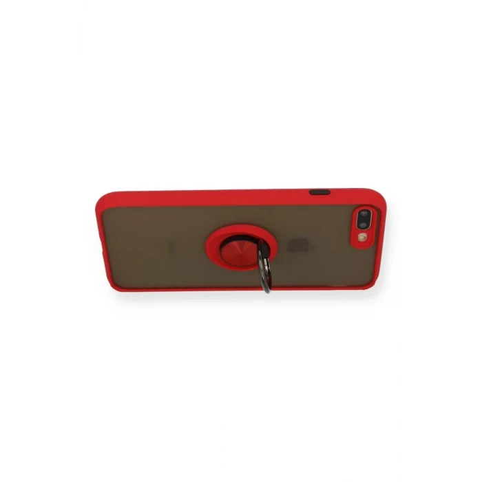 Newface Apple iPhone 7 Plus Kılıf Montreal Yüzüklü Silikon Kapak - Kırmızı