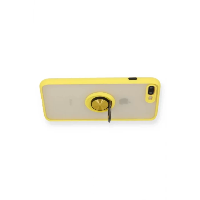 Newface Apple iPhone 7 Plus Kılıf Montreal Yüzüklü Silikon Kapak - Sarı