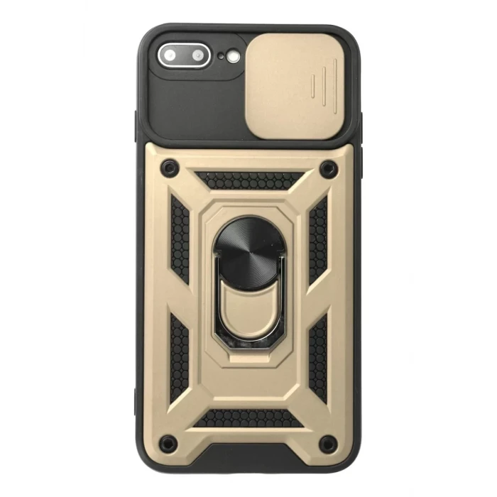 Newface Apple iPhone 7 Plus Kılıf Pars Lens Yüzüklü Silikon - Gold