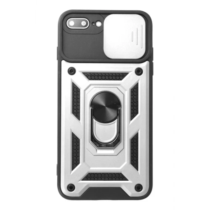 Newface Apple iPhone 7 Plus Kılıf Pars Lens Yüzüklü Silikon - Gümüş