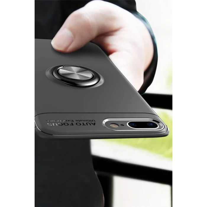 Newface Apple iPhone 7 Plus Kılıf Range Yüzüklü Silikon - Kırmızı