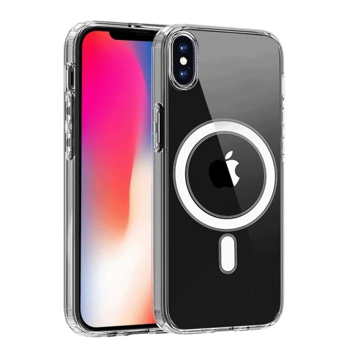 Newface Apple iPhone X Kılıf Magneticsafe Şeffaf Silikon - Şeffaf