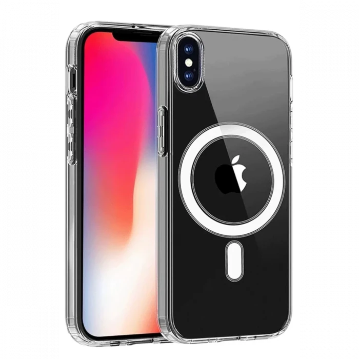 Newface Apple iPhone X Kılıf Magneticsafe Şeffaf Silikon - Şeffaf