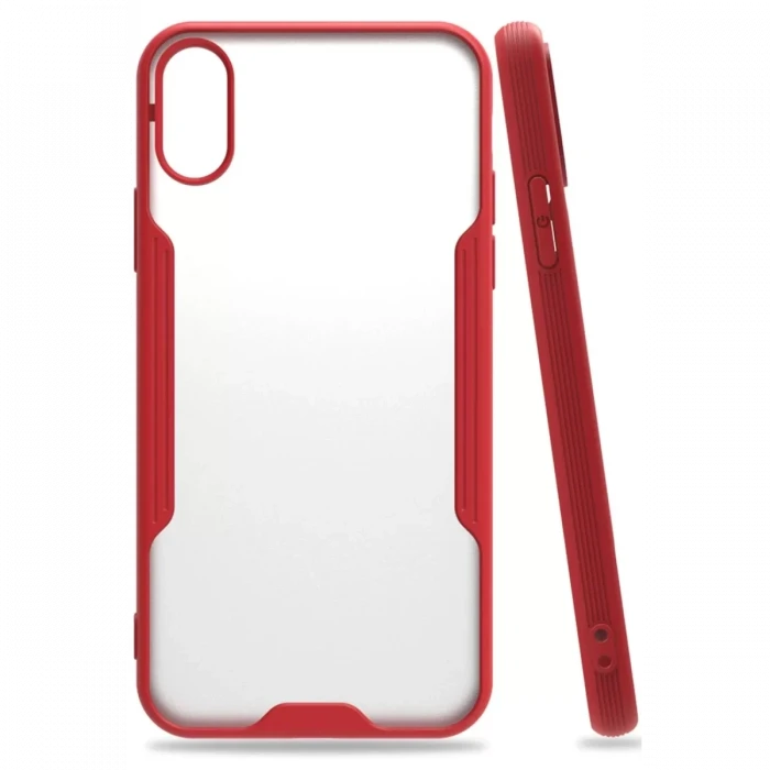 Newface Apple iPhone X Kılıf Platin Silikon - Kırmızı