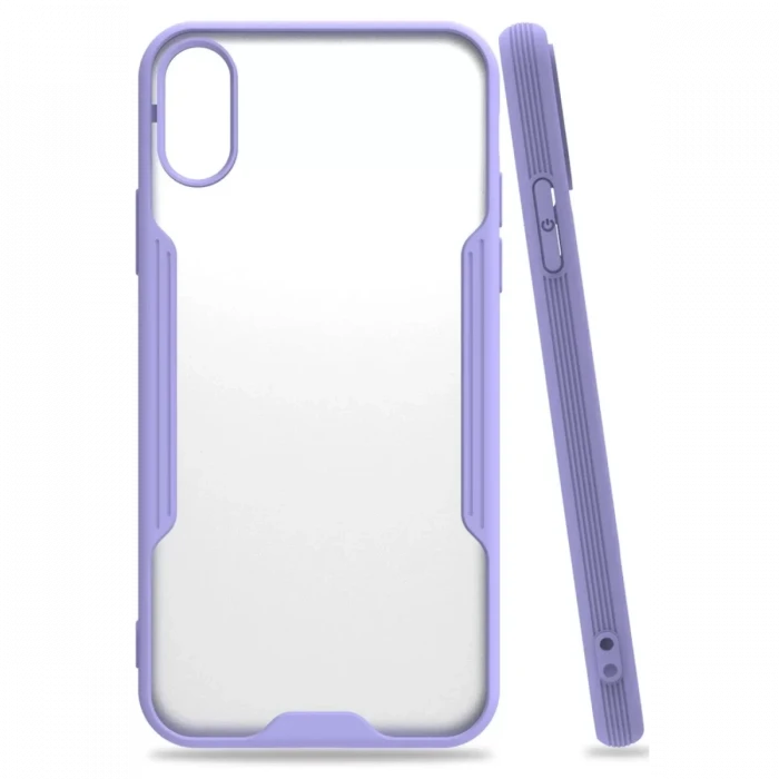 Newface Apple iPhone X Kılıf Platin Silikon - Lila