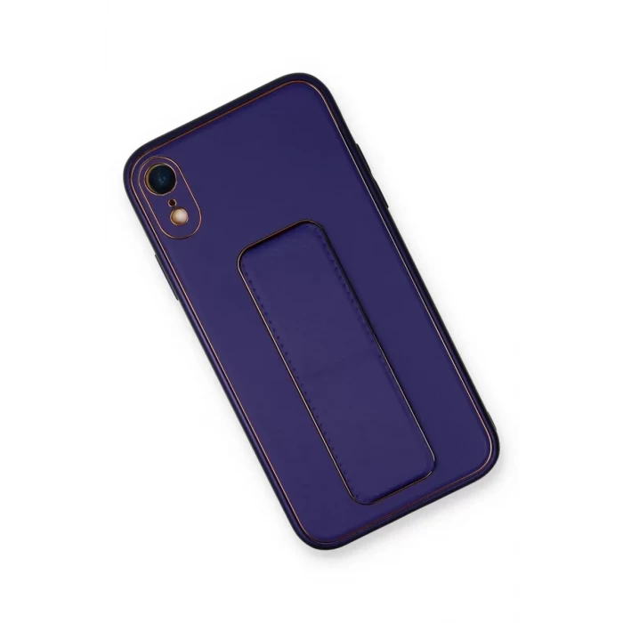 Newface Apple iPhone XR Kılıf Coco Deri Standlı Kapak - Mor