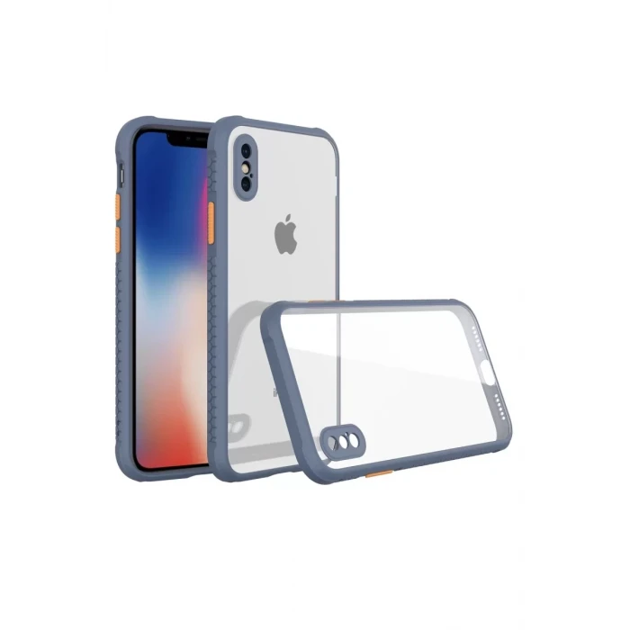 Newface Apple iPhone XS Max Kılıf Miami Şeffaf Silikon - Gri