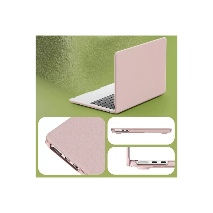 Newface Apple Macbook Pro 14 2021 Macbook Deri Kapak - Pembe