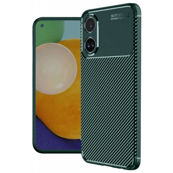 Newface Oppo A38 Kılıf Auto Focus Karbon Kapak - Koyu Yeşil