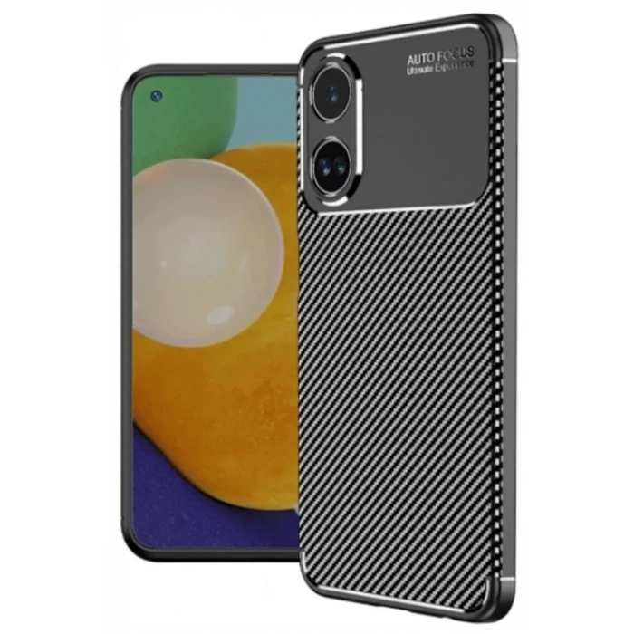 Newface Oppo A38 Kılıf Auto Focus Karbon Kapak - Siyah