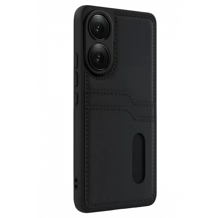Newface Oppo A38 Sara Kartvizitli Deri Kılıf - Siyah