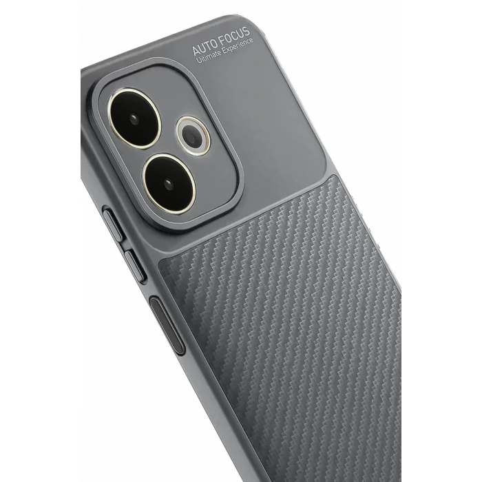 Newface Oppo A5 Pro 4G Kılıf Auto Focus Karbon Kapak - Gri